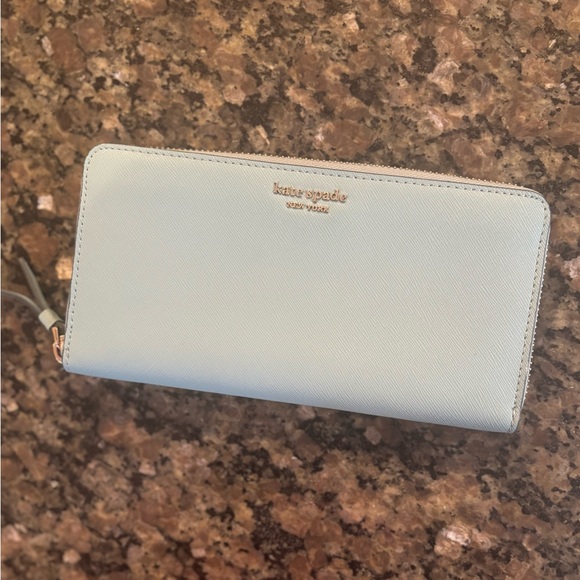 kate spade Handbags - Kate Spade Robin Egg Blue Zip Long Wallet